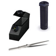 >Dial calipers are ideal for measuring length, width, or depth in un-mounted faceted stones.  The refractometer  measures a gemstones ability to bend light or refract light.  Tanita and Escali scales incoroporates  a self-test during the turn-on calibration preventing inaccurate readings and costly mistakes when measuring gemstones weight. 